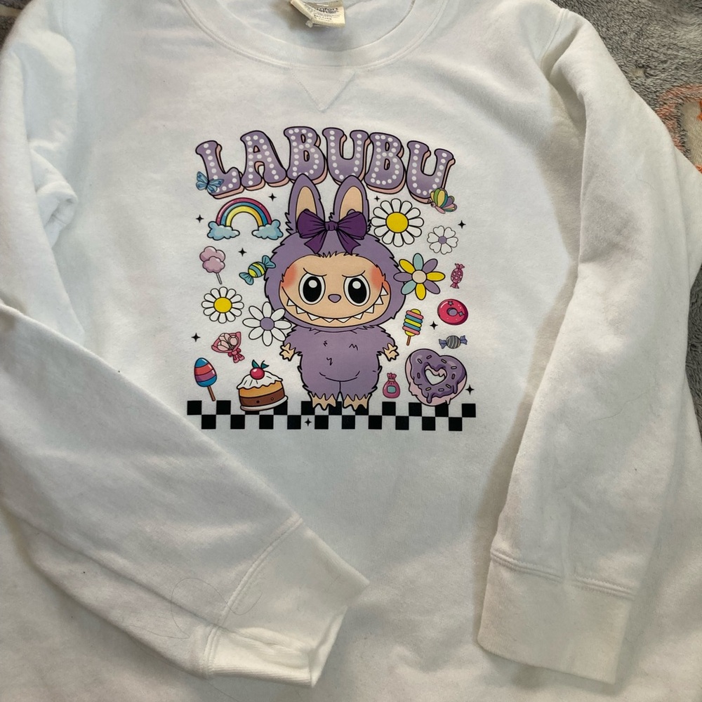 Labubu Kids White Sweatshirt with Graphic Design
